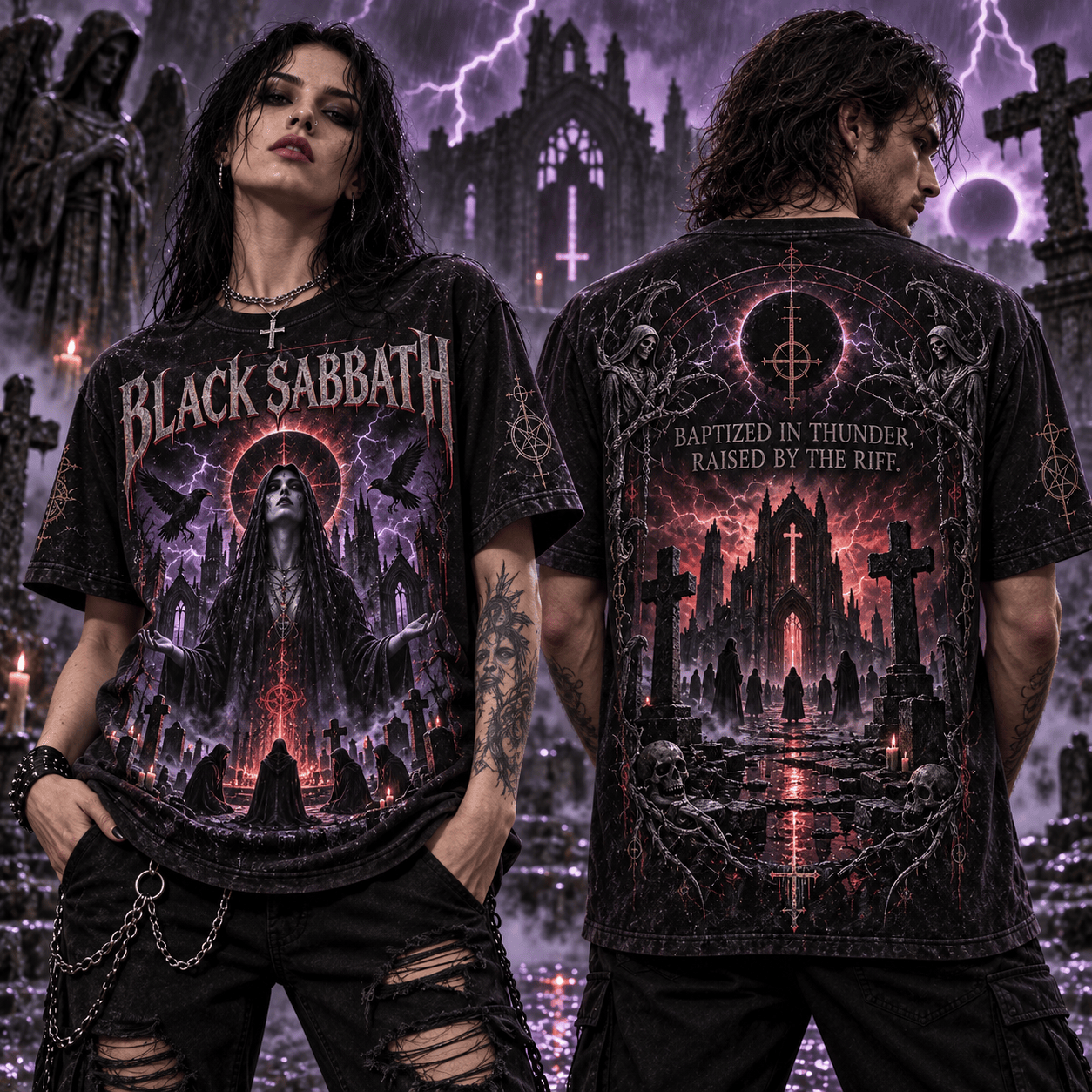 Black Sabbath Baptized in Thunder 3D Shirt NHH