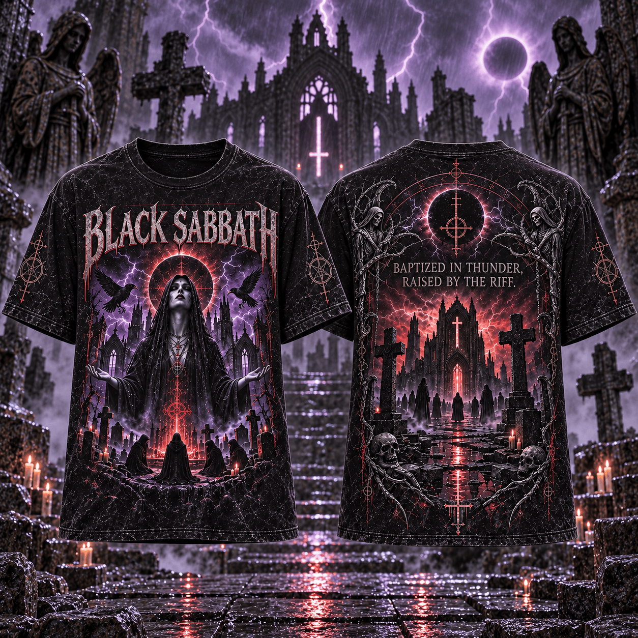 Black Sabbath Baptized in Thunder 3D Shirt NHH - Image 2