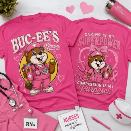 Buc-ee’s Nurse Pink Ribbon 3D Shirt for Caring Heroes with Compassionate Hearts NTH1