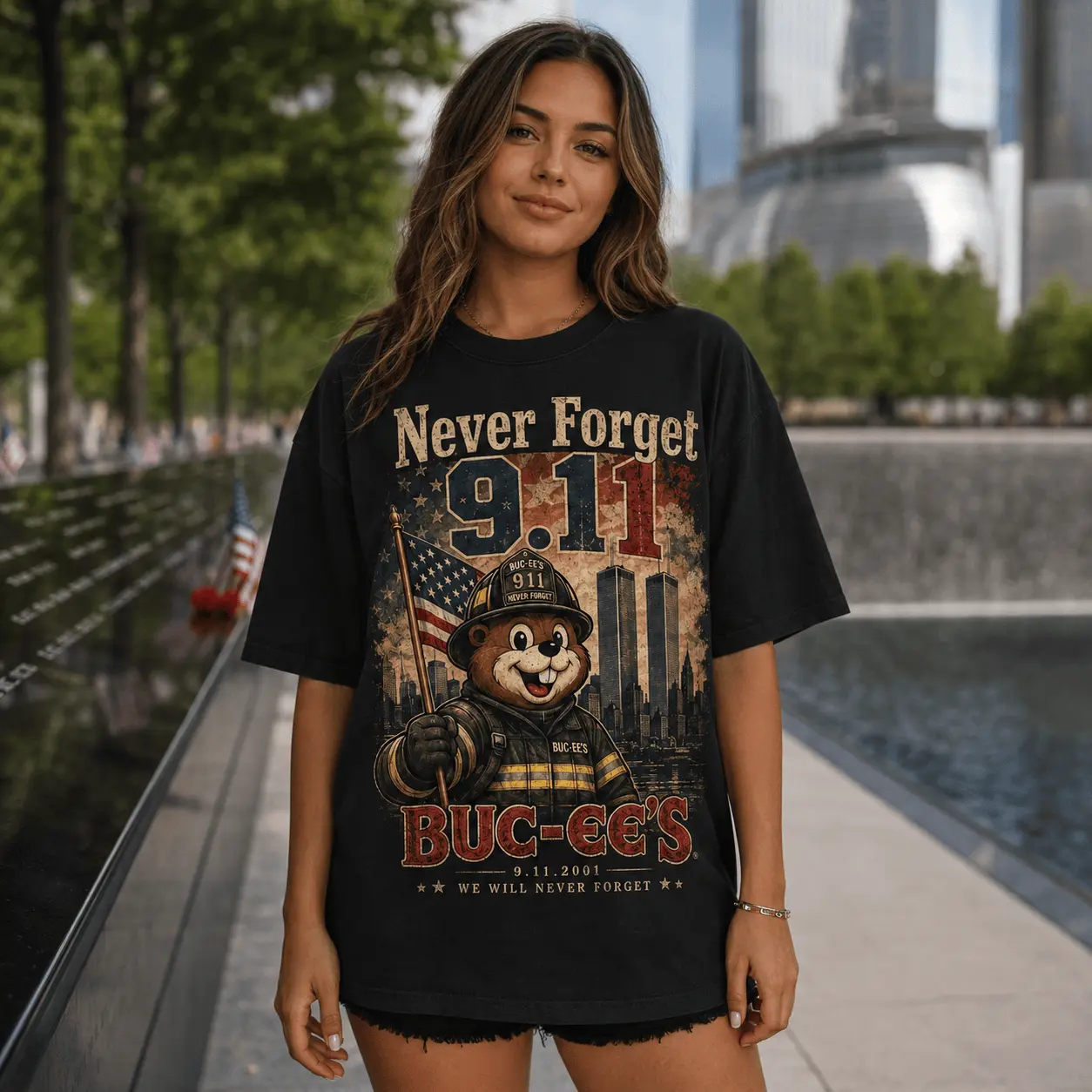 Buc-ee's Never Forget 9/11 Memorial T-Shirt NY - Image 5