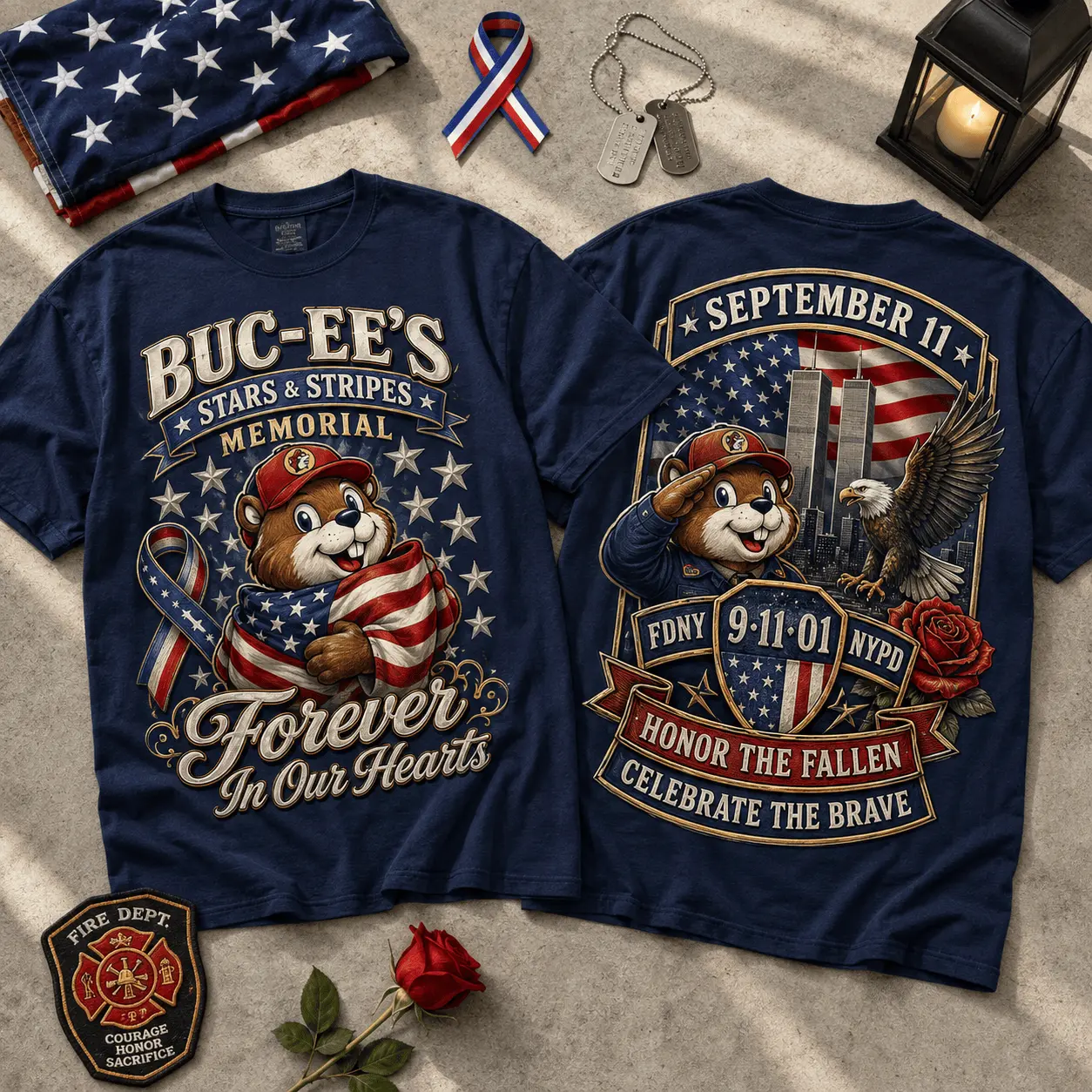 Buc-ee's Freedom 9/11 Memorial T-Shirt NY - Image 2