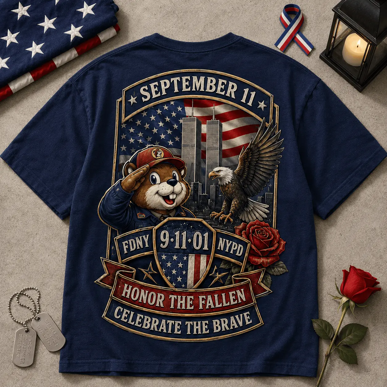 Buc-ee's Freedom 9/11 Memorial T-Shirt NY - Image 4