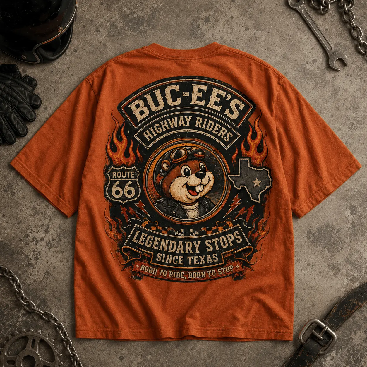 Buc-ee's Born To Ride Biker T-Shirt NY - Image 3