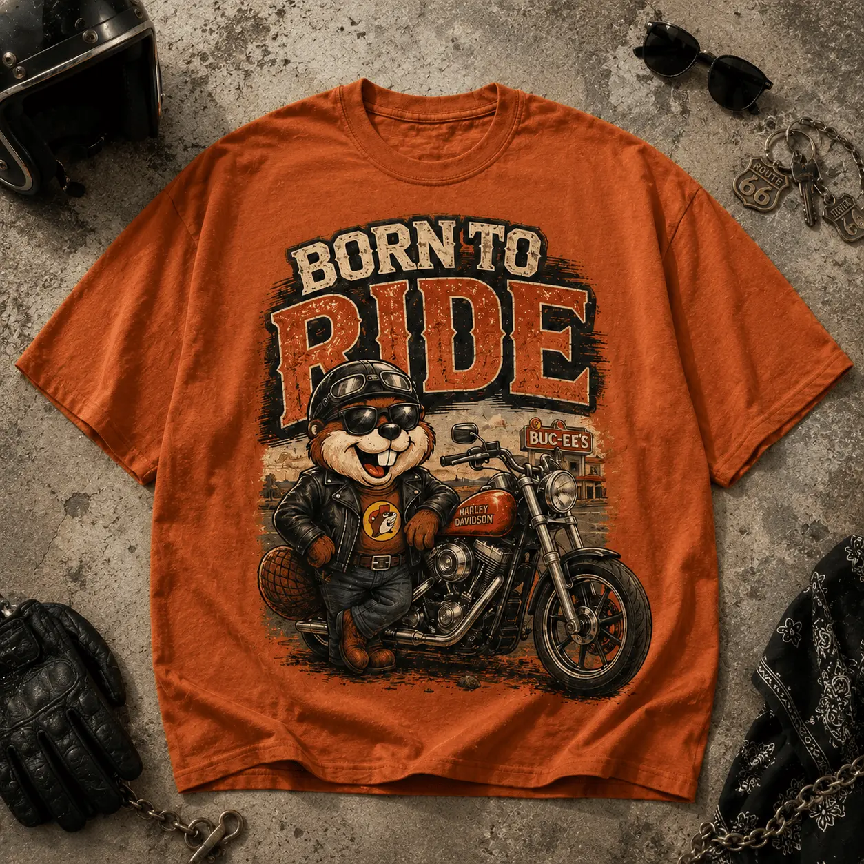 Buc-ee's Born To Ride Biker T-Shirt NY - Image 2