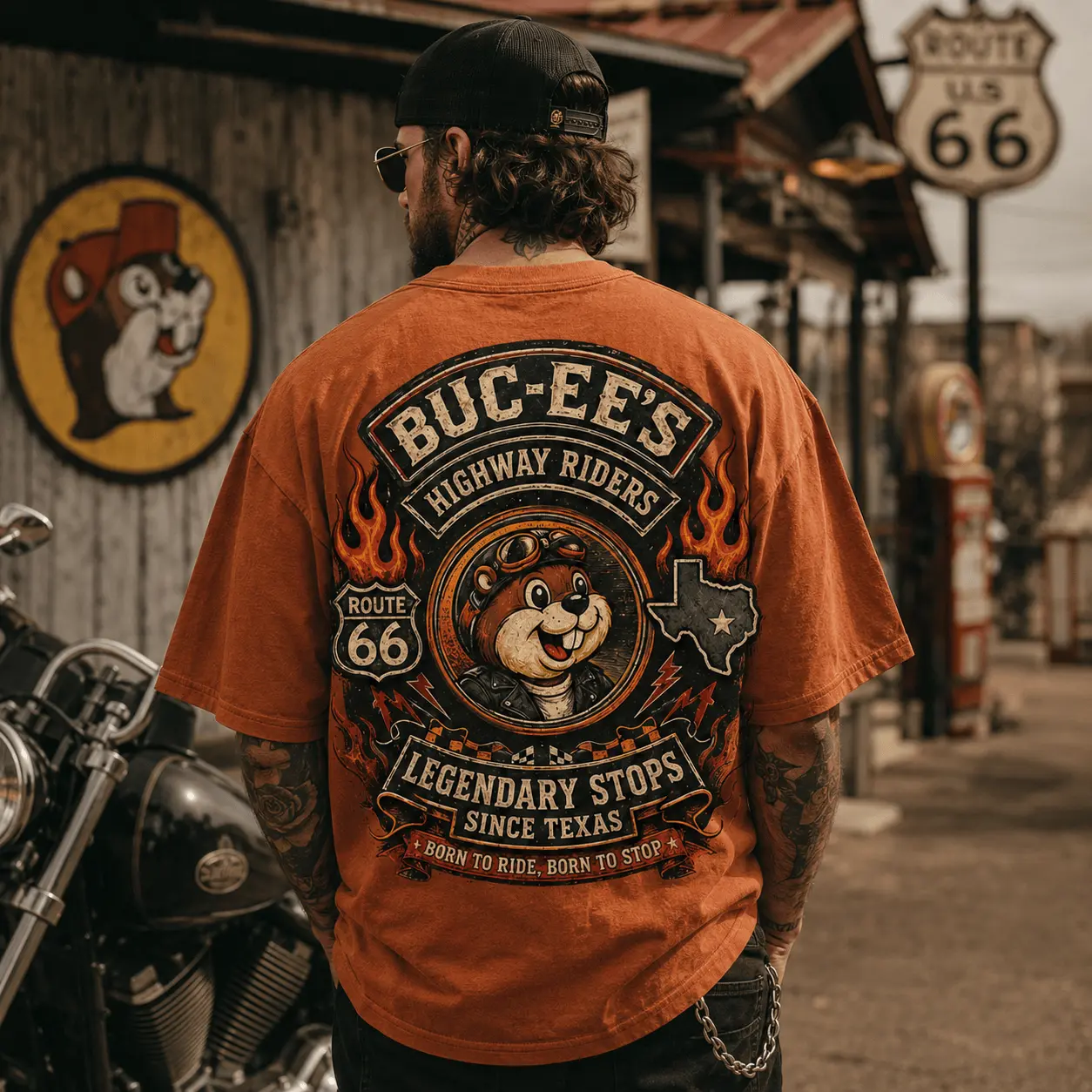 Buc-ee's Born To Ride Biker T-Shirt NY - Image 4