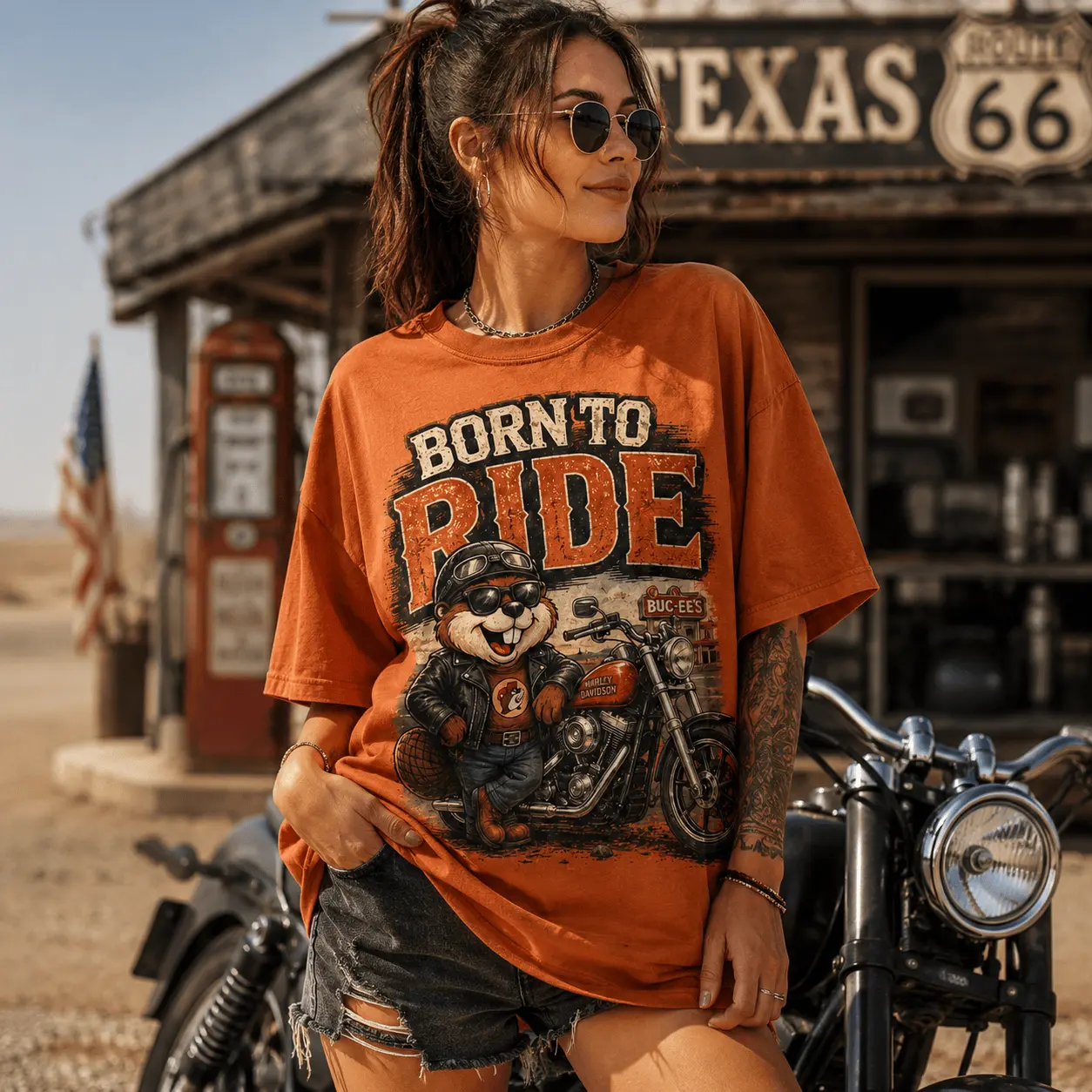 Buc-ee's Born To Ride Biker T-Shirt NY - Image 5