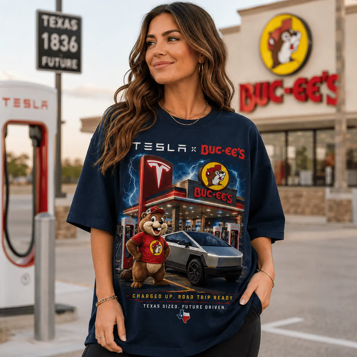Buc-ee's Tesla Future Road Trip T-Shirt NY - Image 5
