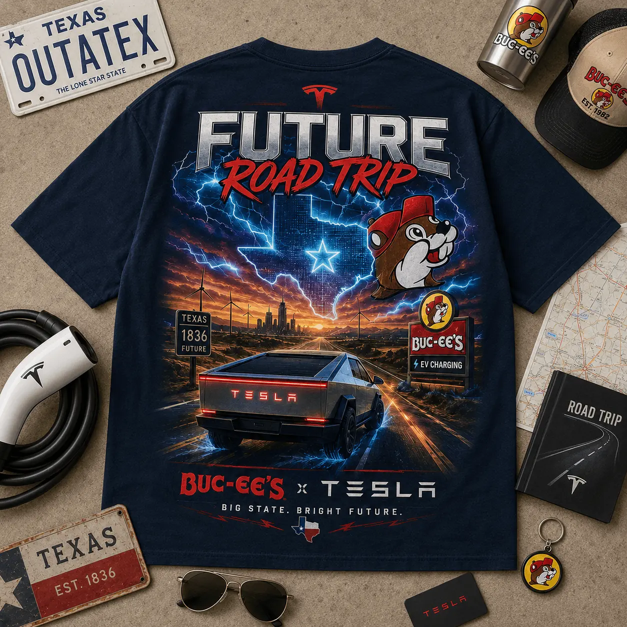 Buc-ee's Tesla Future Road Trip T-Shirt NY - Image 4