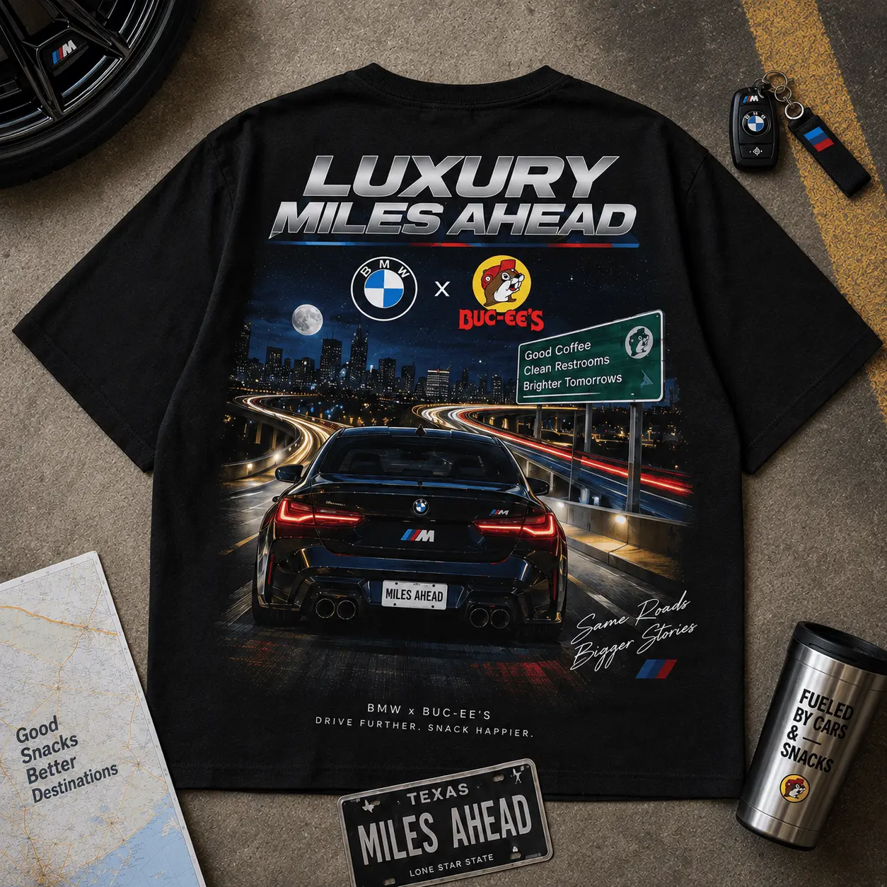 Buc-ee's BMW Luxury Miles Ahead T-Shirt NY