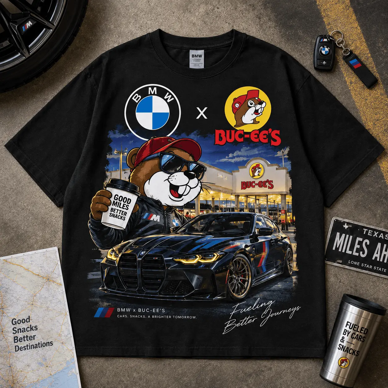 Buc-ee's BMW Luxury Miles Ahead T-Shirt NY - Image 3
