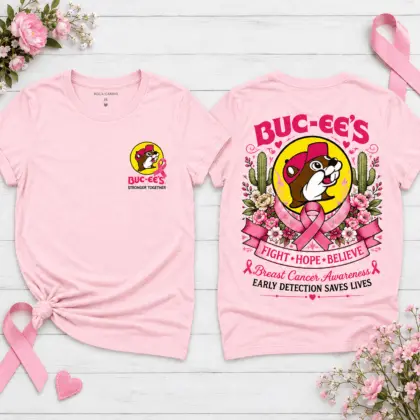 Buc-ee’s Pink Ribbon Breast Cancer Awareness 3D Shirt for Stronger Together Supporters NTH1