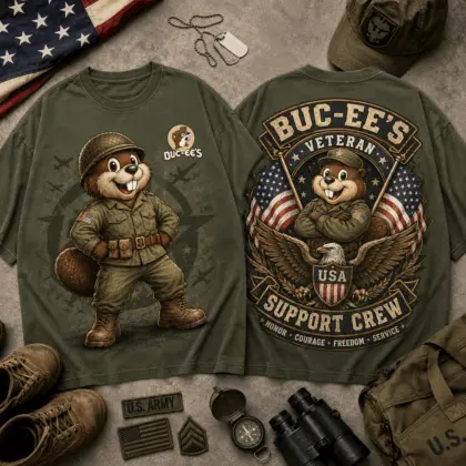 Buc-ee's Veteran Support Crew Graphic Tee NY