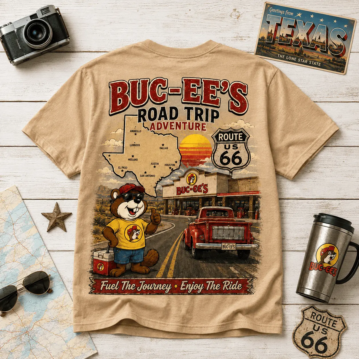 Buc-ee's Route 66 Road Trip Graphic Tee NY - Image 3