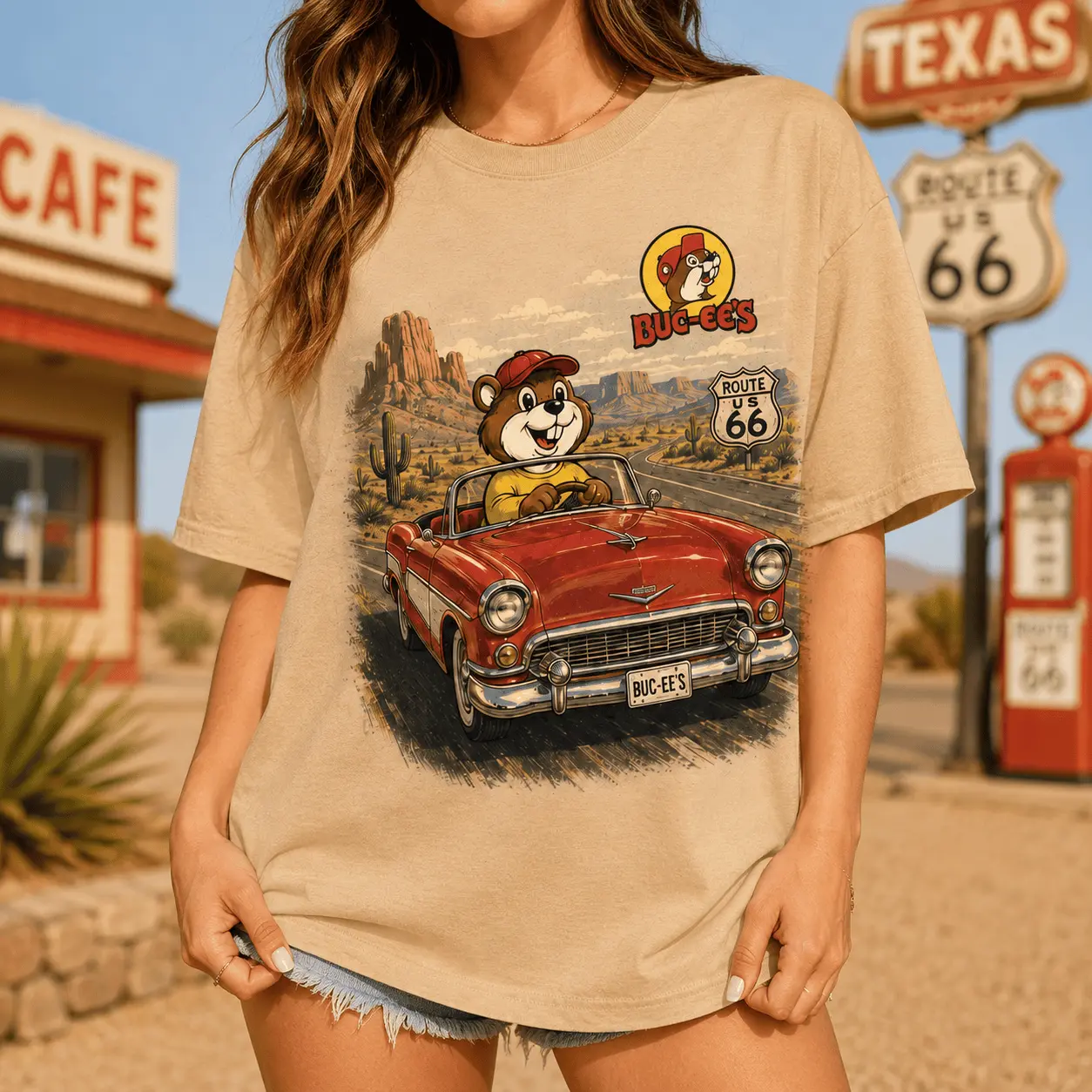 Buc-ee's Route 66 Road Trip Graphic Tee NY - Image 4