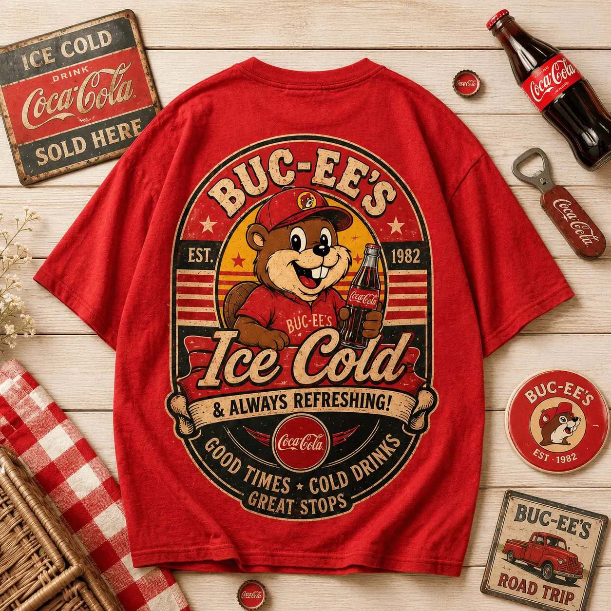 Buc-ee's Coca-Cola Ice Cold Graphic Tee NY - Image 4