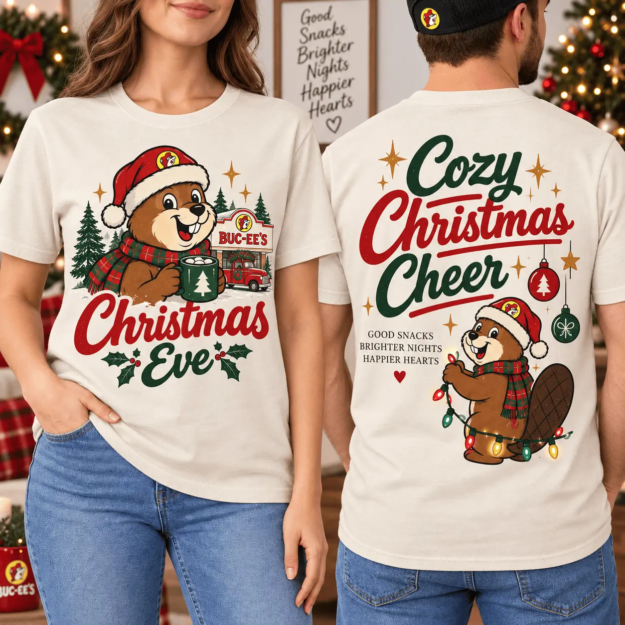 Buc-ee’s Christmas Eve Cozy Cheer 3D Shirt for Holiday Hearts and Brighter Nights NTH1 - Image 2