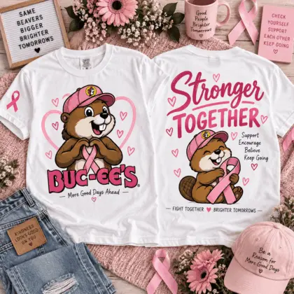 Buc-ee’s Stronger Together Pink Ribbon 3D Shirt for Hopeful Hearts and Supporters NTH1
