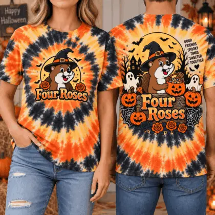 Buc-ee’s Four Roses Halloween Tie-Dye 3D Shirt for Bourbon Fans and Spooky Nights NTH1