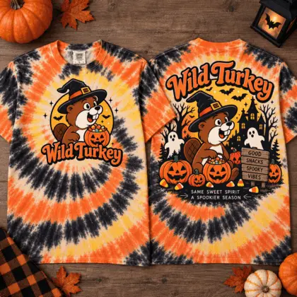 Buc-ee’s Wild Turkey Halloween Tie-Dye 3D Shirt for Spooky Snacks and Bourbon Season NTH1