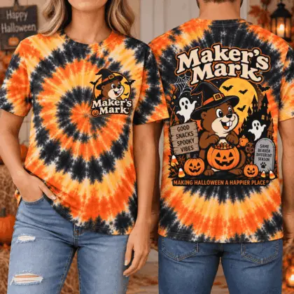 Buc-ee’s Maker’s Mark Halloween Tie-Dye 3D Shirt for Good Snacks and Spooky Vibes NTH1