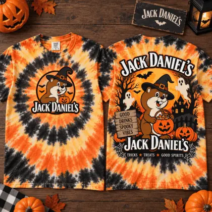 Buc-ee’s Jack Daniel’s Halloween Tie-Dye 3D Shirt for Good Drinks and Spooky Vibes NTH1
