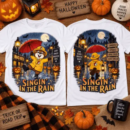 Buc-ee’s Singin’ In The Rain Halloween 3D Shirt for Musical Fans and Spooky Showers NTH1