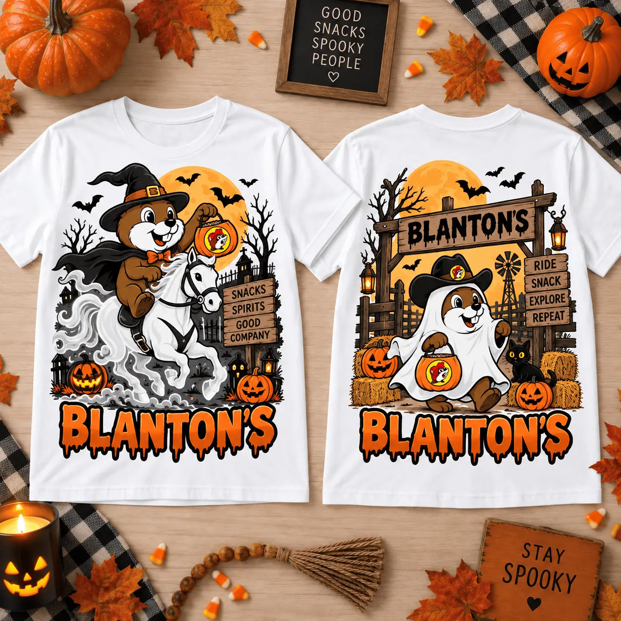Buc-ee’s Blanton’s Halloween 3D Shirt for Bourbon Fans and Spooky Road Trips NTH1
