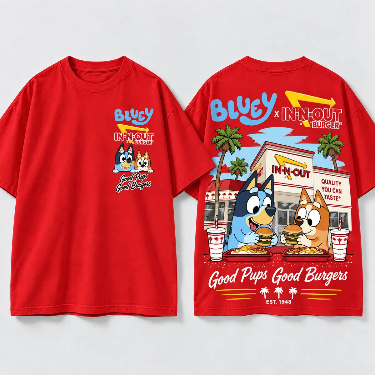 Bluey X In N Out Good Burgers Bad Habits Vintage T-Shirt, Hoodie And More NNK - Image 4