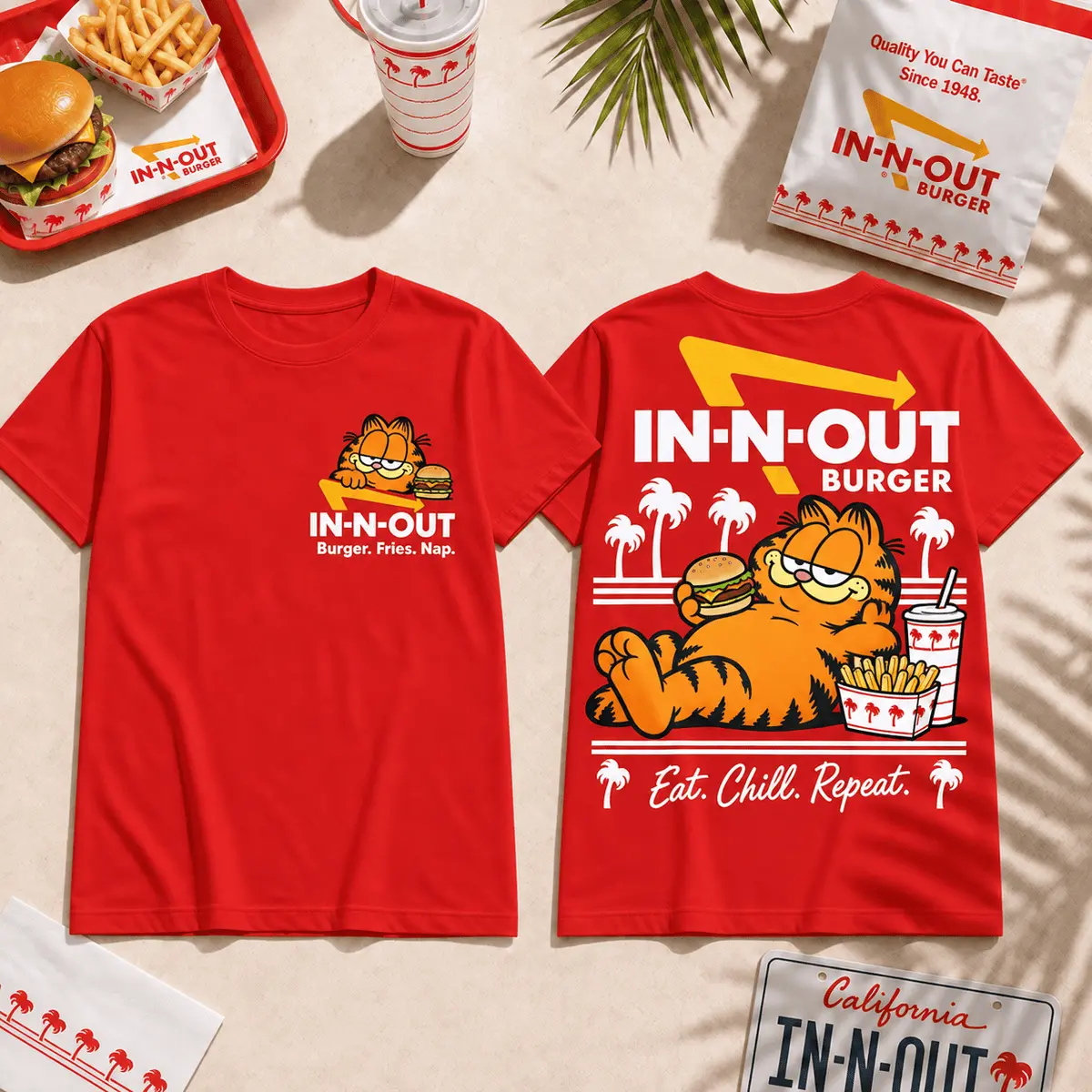 Garfield X In N Out Good Burgers Bad Habits Vintage T-Shirt, Hoodie And More NNK - Image 2