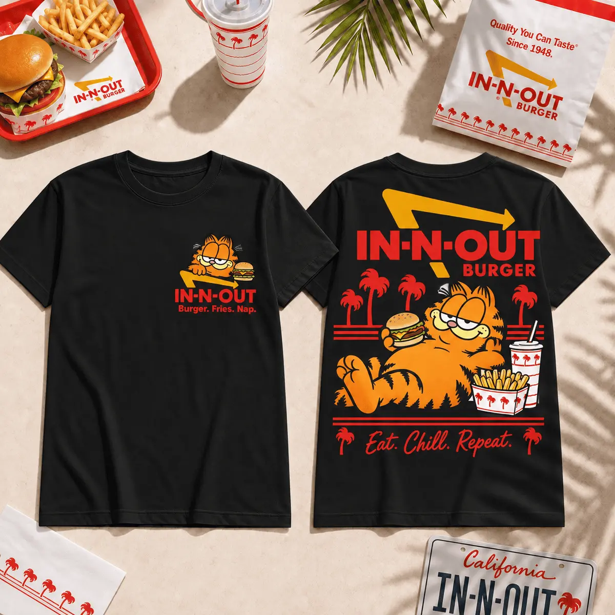 Garfield X In N Out Good Burgers Bad Habits Vintage T-Shirt, Hoodie And More NNK - Image 3