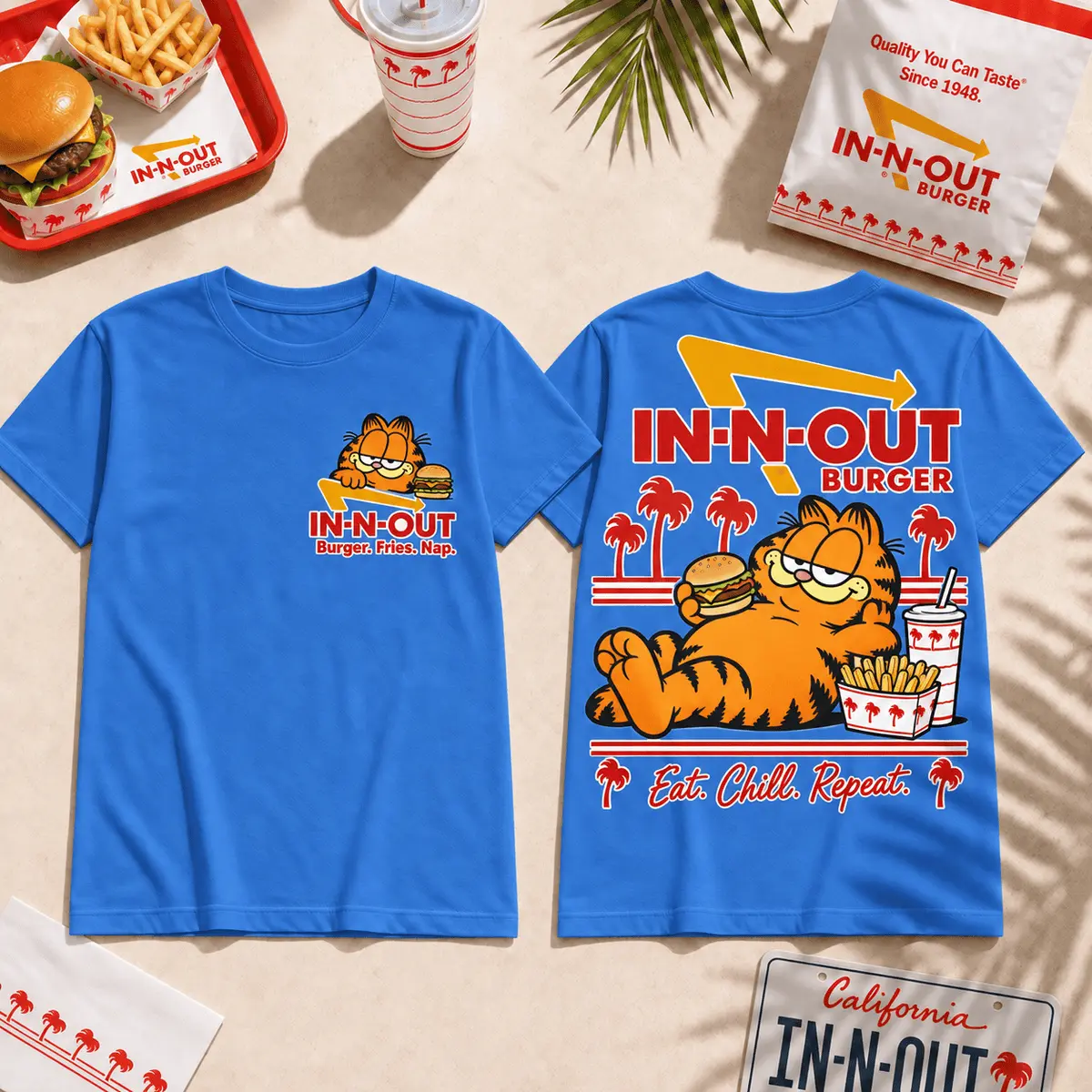 Garfield X In N Out Good Burgers Bad Habits Vintage T-Shirt, Hoodie And More NNK - Image 4