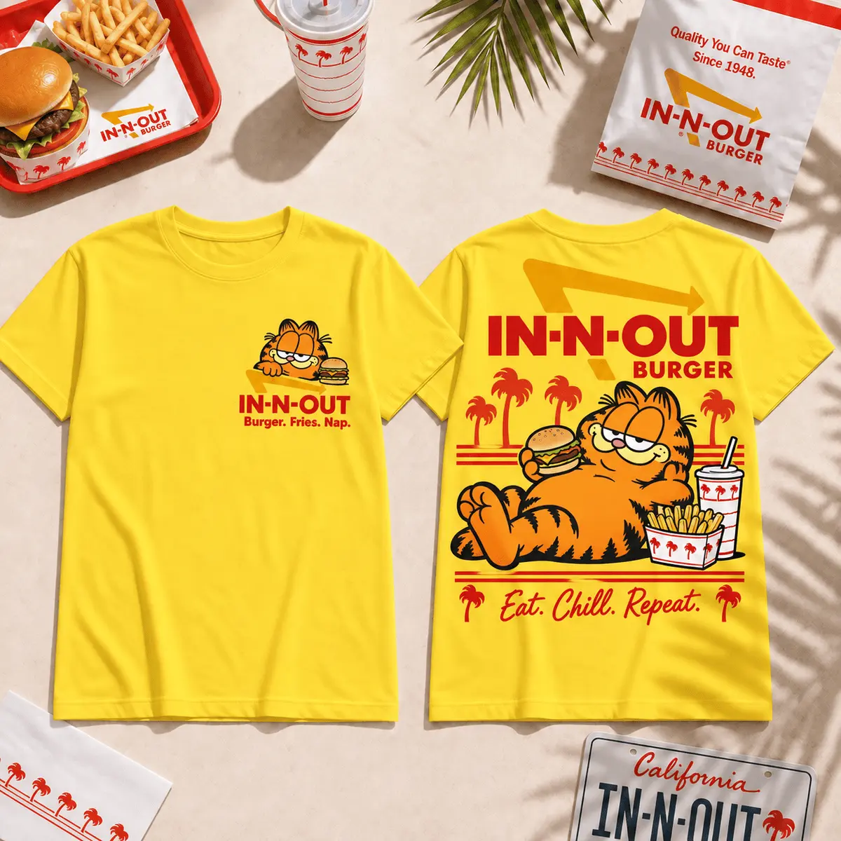 Garfield X In N Out Good Burgers Bad Habits Vintage T-Shirt, Hoodie And More NNK - Image 5