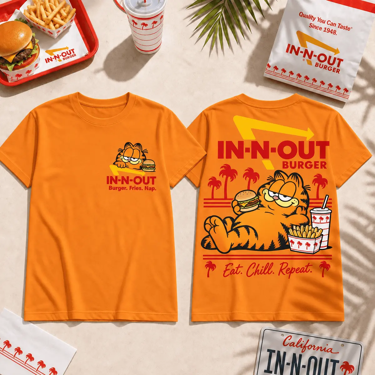Garfield X In N Out Good Burgers Bad Habits Vintage T-Shirt, Hoodie And More NNK - Image 6