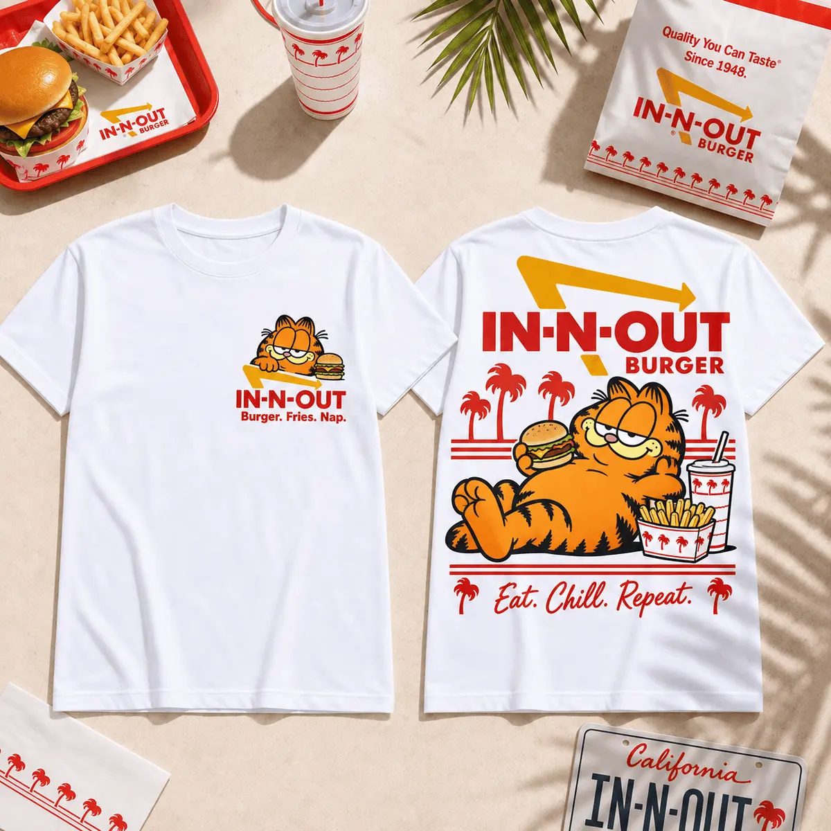 Garfield X In N Out Good Burgers Bad Habits Vintage T-Shirt, Hoodie And More NNK