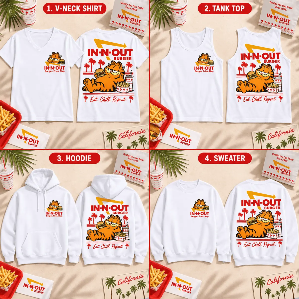 Garfield X In N Out Good Burgers Bad Habits Vintage T-Shirt, Hoodie And More NNK - Image 7