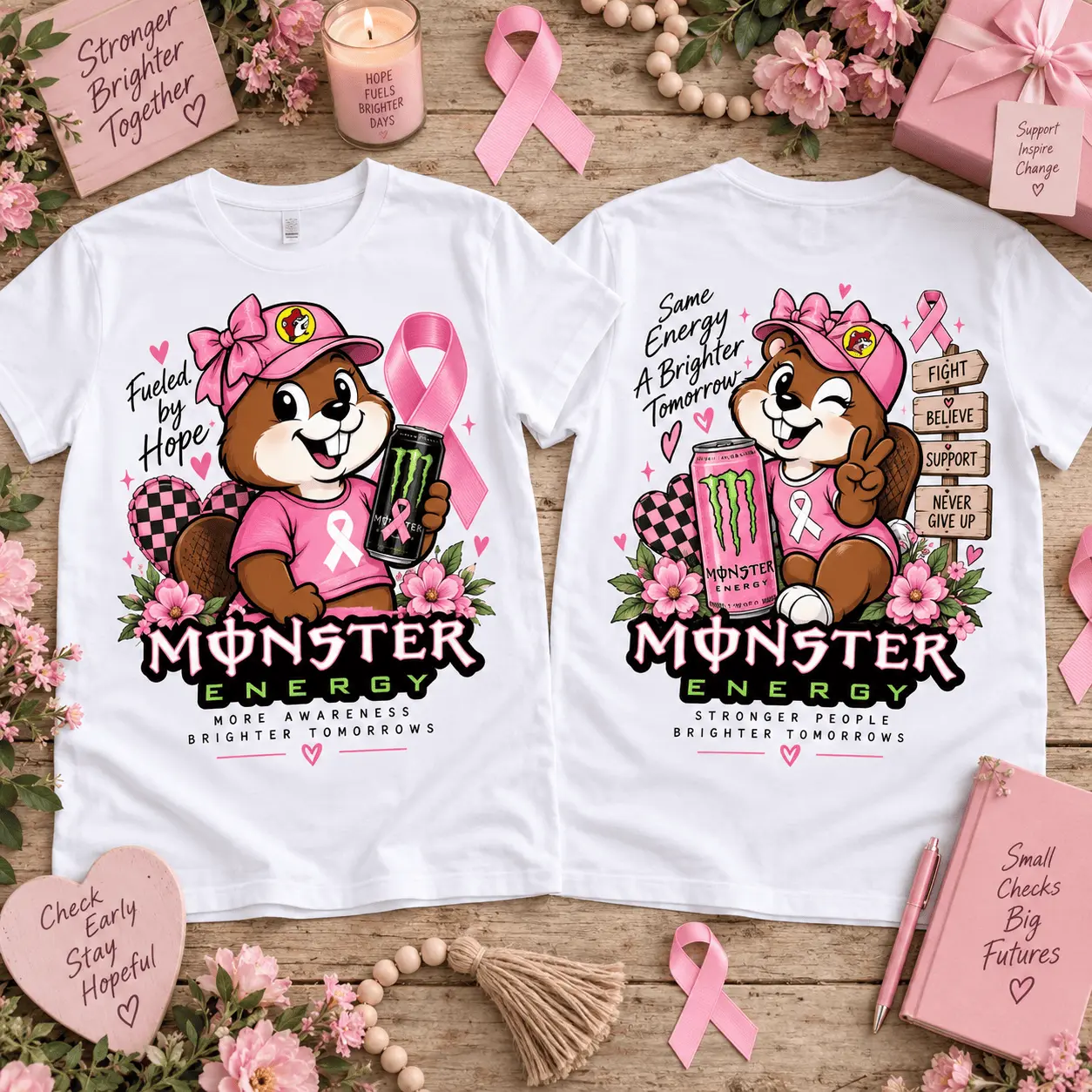 Buc-ee’s Monster Breast Cancer Awareness 3D Shirt for Pink Ribbon Warriors NTH1