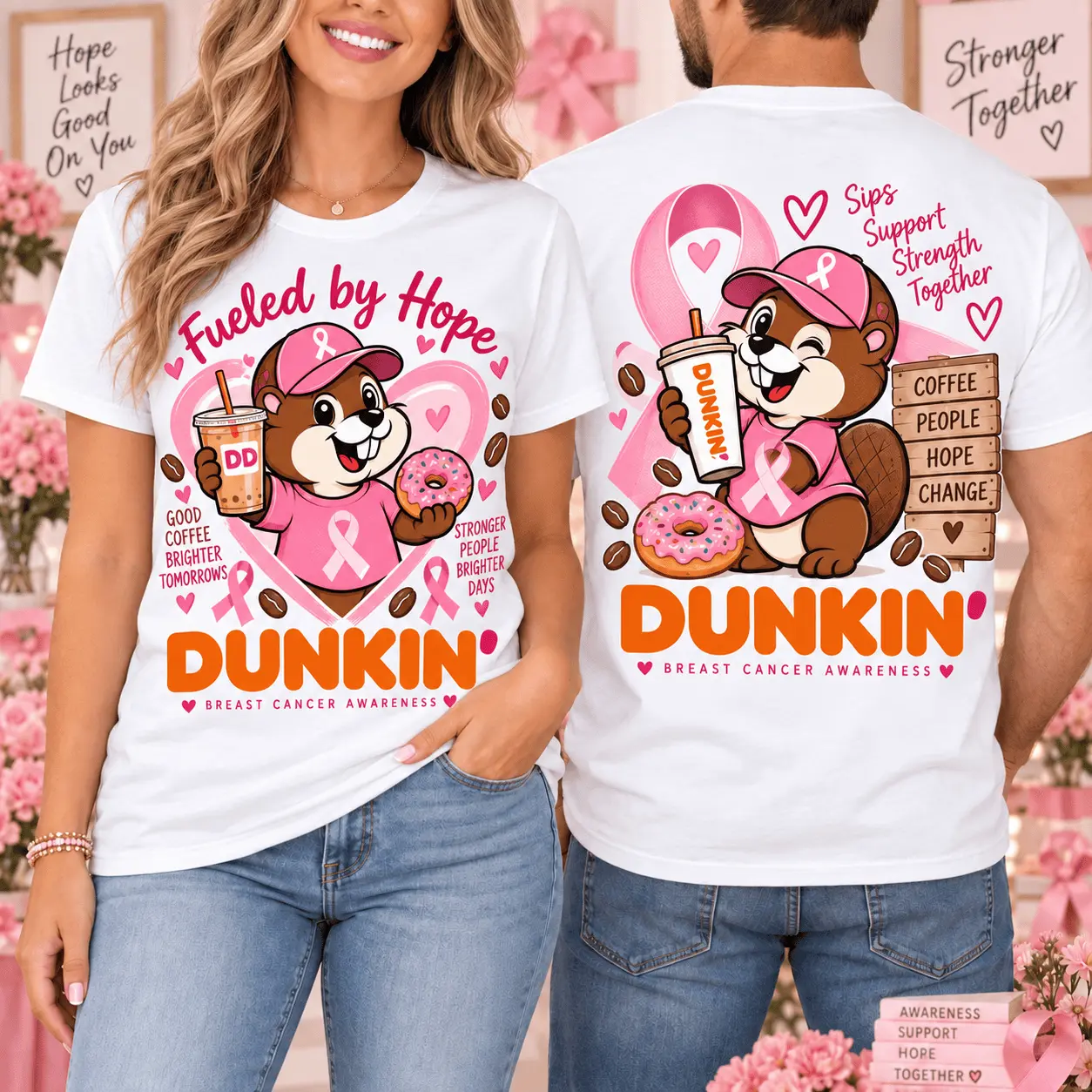 Buc-ee’s Dunkin Breast Cancer Awareness 3D Shirt for Pink Ribbon Supporters NTH1 - Image 2