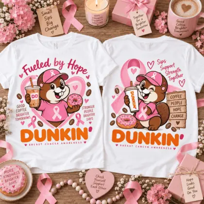 Buc-ee’s Dunkin Breast Cancer Awareness 3D Shirt for Pink Ribbon Supporters NTH1