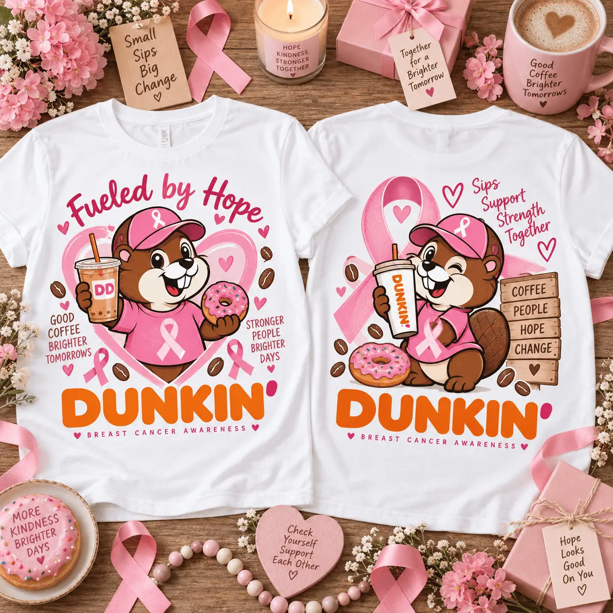 Buc-ee’s Dunkin Breast Cancer Awareness 3D Shirt for Pink Ribbon Supporters NTH1