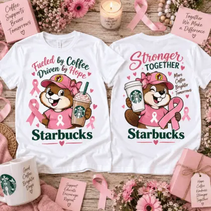 Buc-ee’s Starbucks Breast Cancer Awareness 3D Shirt for Pink Ribbon Supporters NTH1