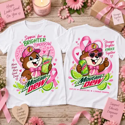 Buc-ee’s Mountain Dew Breast Cancer Awareness 3D Shirt for Pink Ribbon Supporters NTH1