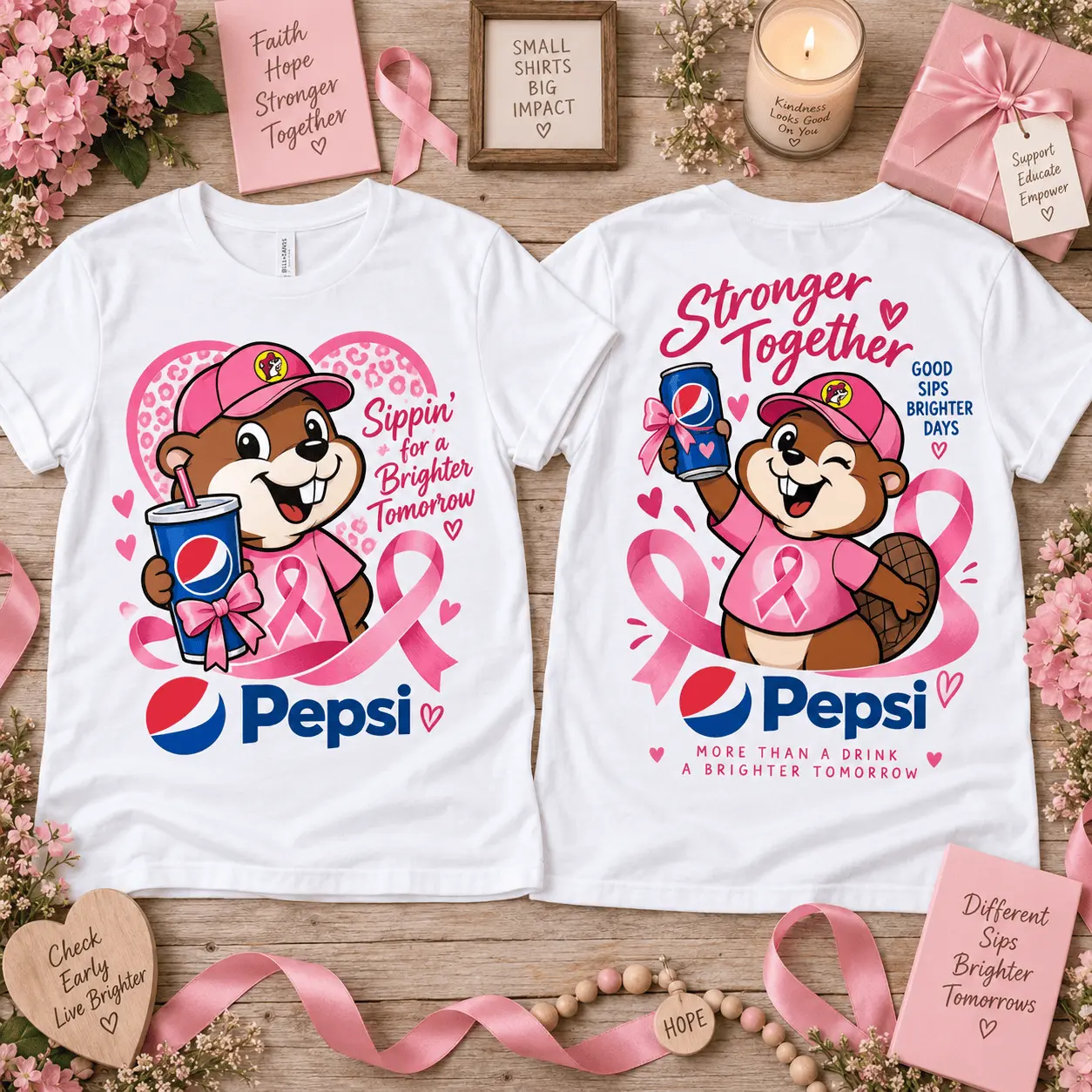 Buc-ee’s Pepsi Breast Cancer Awareness 3D Shirt for Pink Ribbon Supporters NTH1
