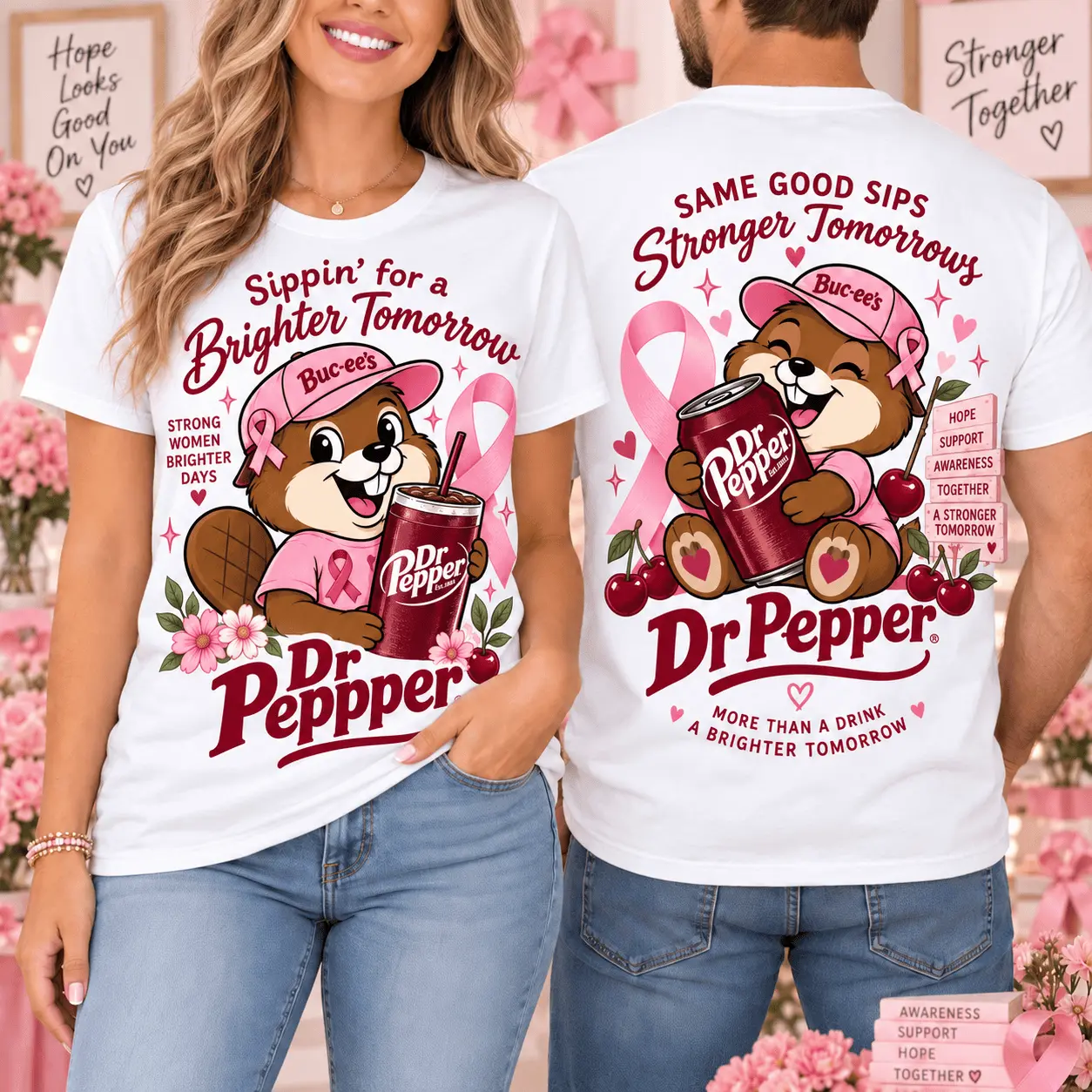 Buc-ee’s Dr Pepper Breast Cancer Awareness 3D Shirt for Pink Ribbon Supporters NTH1