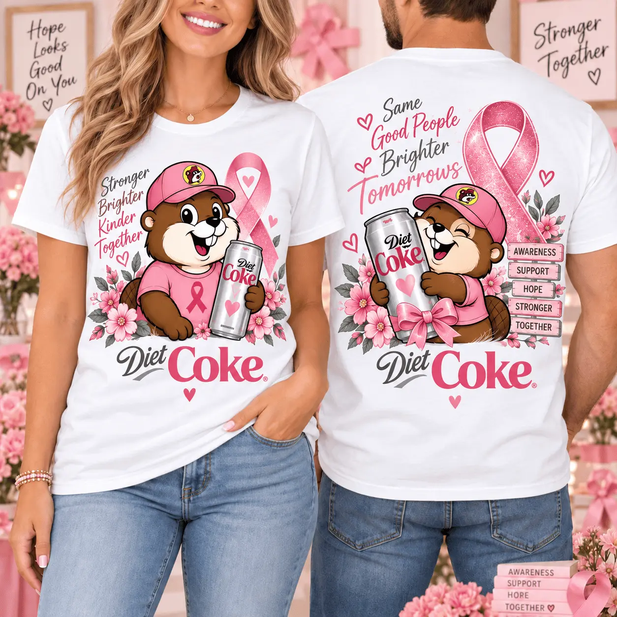 Buc-ee’s Coca-Cola Breast Cancer Awareness 3D Shirt for Pink Ribbon Supporters NTH1