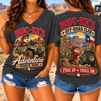 Buc-ee's Texas Off-Road Adventure Graphic V-Neck T-Shirt NY