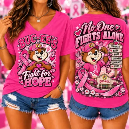 Buc-ee's Breast Cancer Hope Graphic V-Neck T-Shirt NY