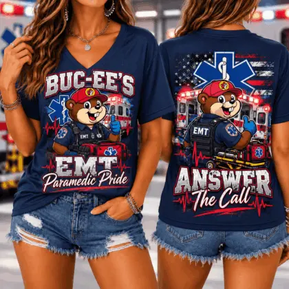 Buc-ee's EMT Paramedic Pride Graphic V-Neck T-Shirt NY