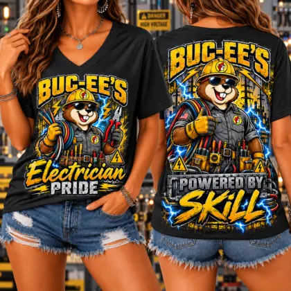 Buc-ee's Electrician Pride Graphic V-Neck T-Shirt NY