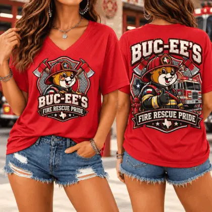 Buc-ee's Fire Rescue Pride Graphic V-Neck T-Shirt NY
