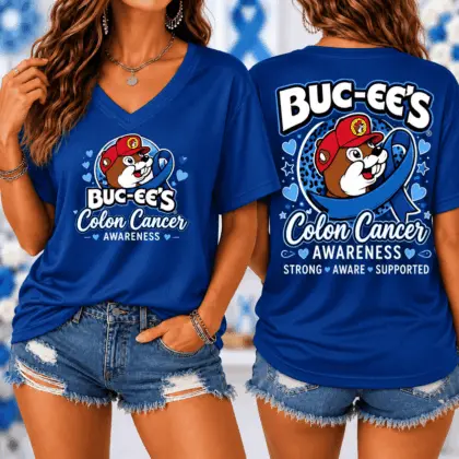 Buc-ee's Colon Cancer Awareness Graphic V-Neck T-Shirt NY